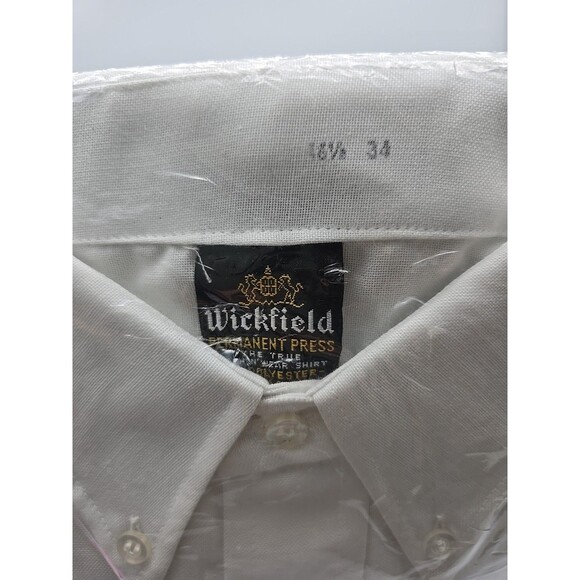 New Vintage Wickfield Permanent Press Tapered White Men's Dress Shirt 16.5 34 - Picture 3 of 5